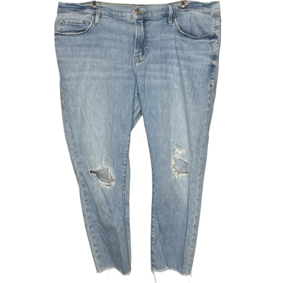 Frame jeans le garçon crop women’s size 32 light wash distressed pants cebu rips - Picture 2 of 7